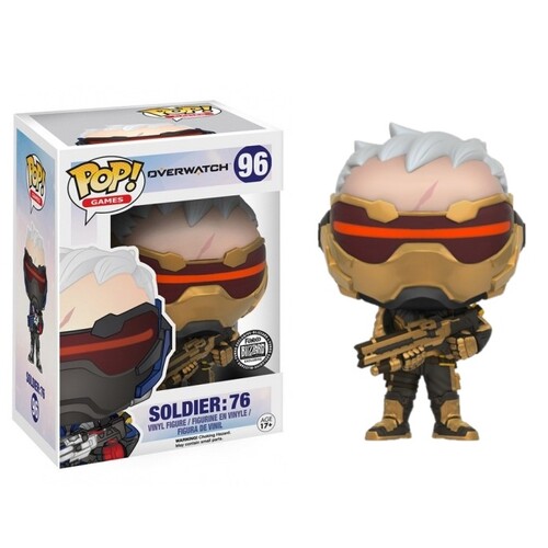 Pop! Vinyl Overwatch Figure - Soldier 76 GOLD Exclusive Funko #96 with Pop Protector