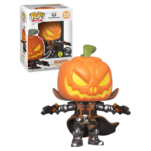 Pop! Vinyl Overwatch Figure - Reaper GLOW Blizzard Exclusive Funko #520 with Pop Protector