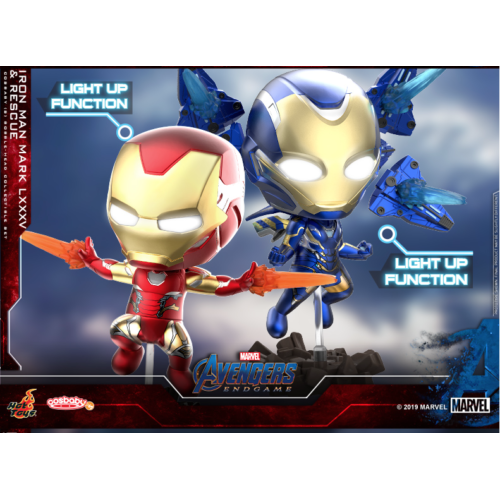(SW) Hot Toys Cosbabys Avengers Endgame Iron Man Mark LXXXV & RESCUE COSB650