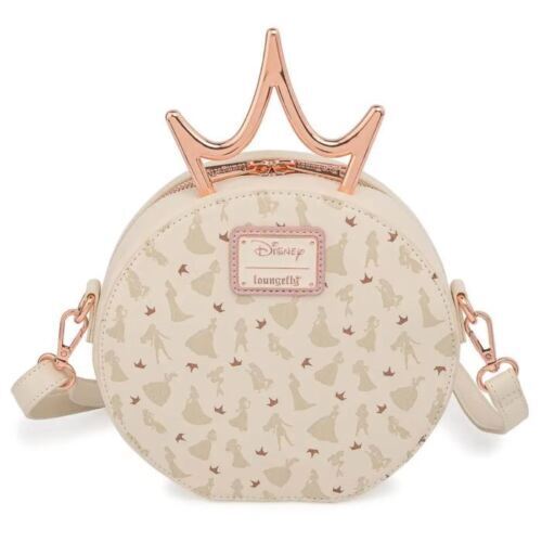 8" Disney Ultimate Princess Metal Crown Faux Leather Crossbody Bag Loungefly