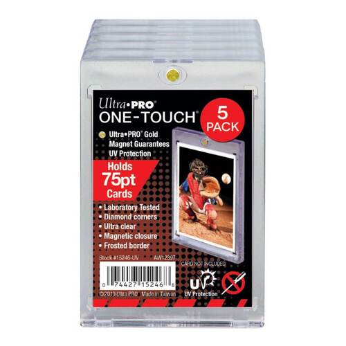 ULTRA PRO ONE TOUCH - 75PT -UV w/Magnetic Closure 5 PACK for trading cards protectors
