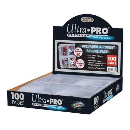 ULTRA PRO Page - 4 PKT Secure Platinum Page for Toploaders (100ct) full display of 100 pages