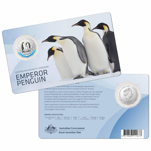 Emperor Penguin - Australian Antarctic Territory Series50c Coloured Uncirculated Coin 2023