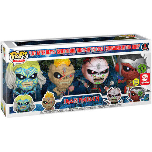 Iron Maiden - FUNKO POP! ROCKS: Iron Maiden - Eddie 4PK Glow in the Dark Box Set ae EXCLUSIVE STICKERED