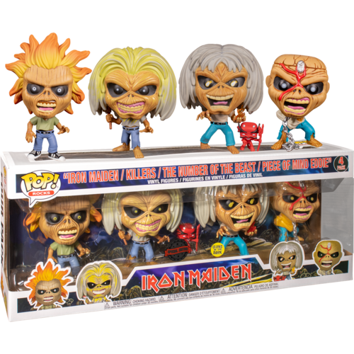 Iron Maiden - Eddie Glow in the Dark Pop! Vinyl Figure 4-Pack slight box dents