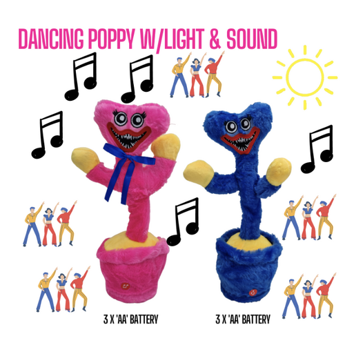 DANCING POPPY WITH LIGHT & SOUND random colour