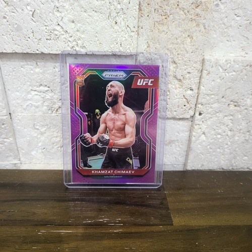 (NB) Rookie card UFC Khamzat Chimaev 2021 Panini UFC Prizm #7 Purple Prizm 136/149 GEM (o1) 