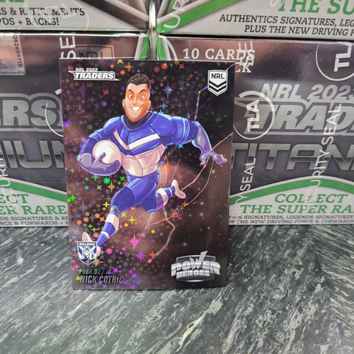 (NB) 2022 NRL Traders Power Heroes Black PHBK03 Nick Cotric Bulldogs 100/100 bookend (g30)