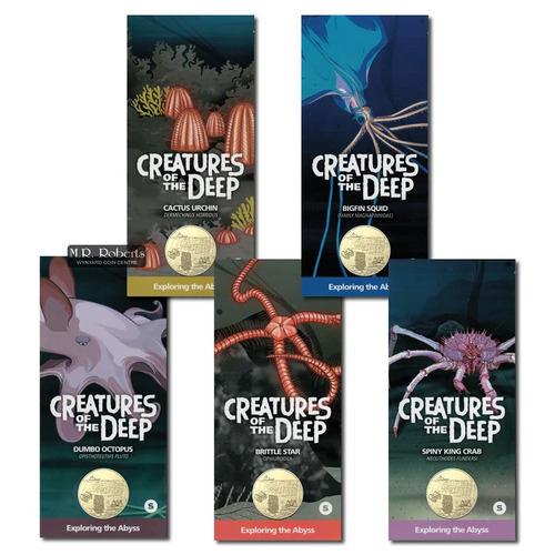$1 2023 Creatures Of The Deep 'S' Counterstamp UNC - Set Of 5 coins