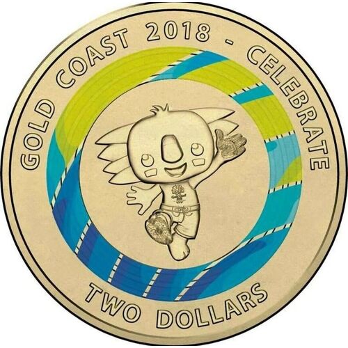 2018 Gold Coast Blue Boribi Commonwealth Games $2 Two Dollar Coin Aus  lightly circulated