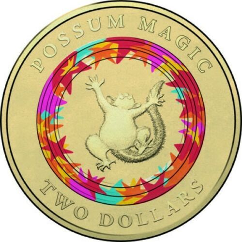 wo Dollar $2 coin - 2017 POSSUM MAGIC Coloured VISIBLE lightly circulated