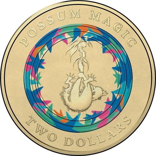AUSTRALIAN TWO DOLLAR $2 COIN - 2017 - POSSUM MAGIC SAD & INVISIBLE HUSH lightly circulated