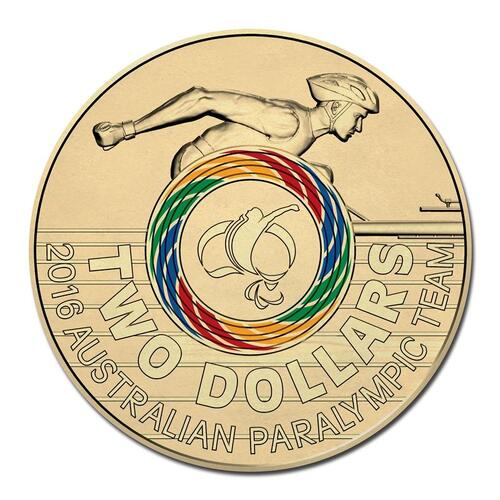 $2 2016 Australian Paralympic Team coloured coin olympics