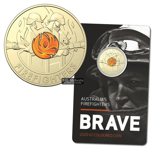 $2 2020 Firefighters Carded UNC carded colour coin