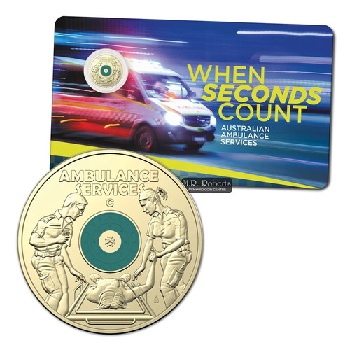 $2 2021 Australian Ambulance Services 'C' Mintmark UNC mint coloured coin 50k mintage
