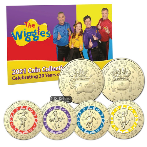 $2 and $1 2021 Wiggles 6 Coin Collection Folder coloured
