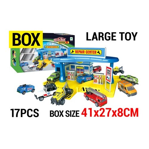 Repair Centre 17 pce Play set with cars and trucks