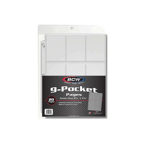 BCW 9 Pocket Pages 20 Pages Per Pack card protectors sheets