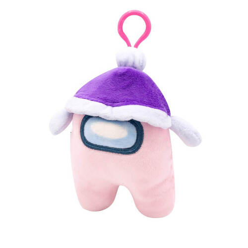 AMONG US Crewmate Clip-on Plush pink with purple hat