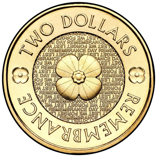 $2 2012 Gold Remembrance poppy Day Circulated AUS TWO DOLLAR Coin