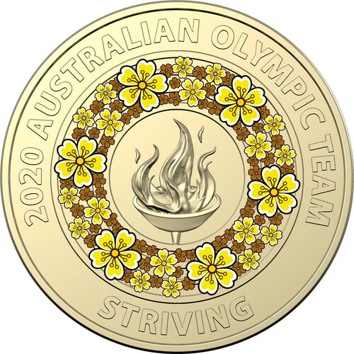 $2 2020 Olympic Aus Team - Striving Lightly Circulated AUS TWO DOLLAR Coin