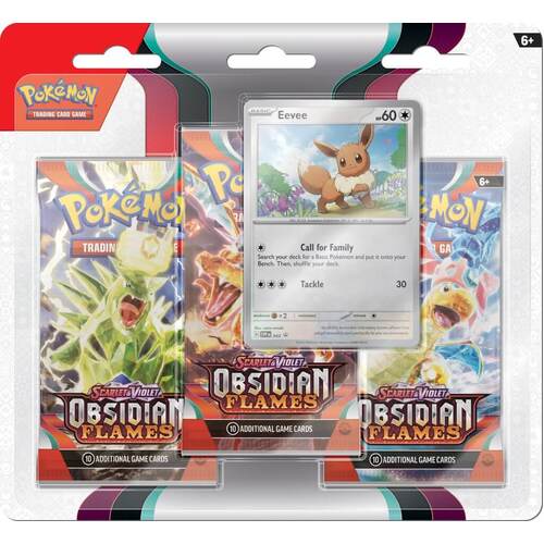 POKÉMON TCG Scarlet & Violet 3 Obsidian Flames Three Booster Blister randomly slected