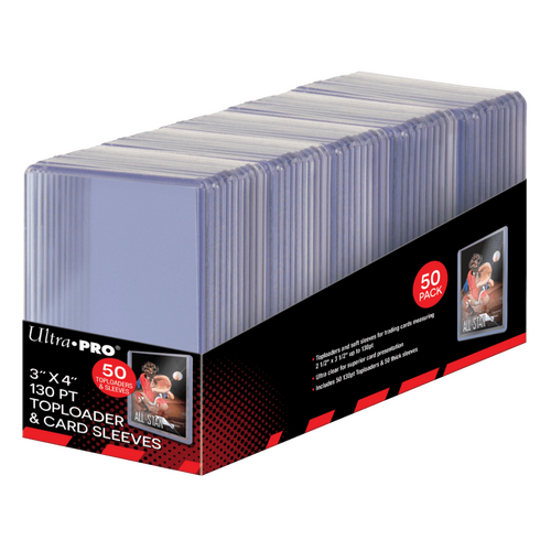 ULTRA PRO TOPLOADER- 3" x 4" Super Thick 130pt w/ thick card sleeves 50ct protectors