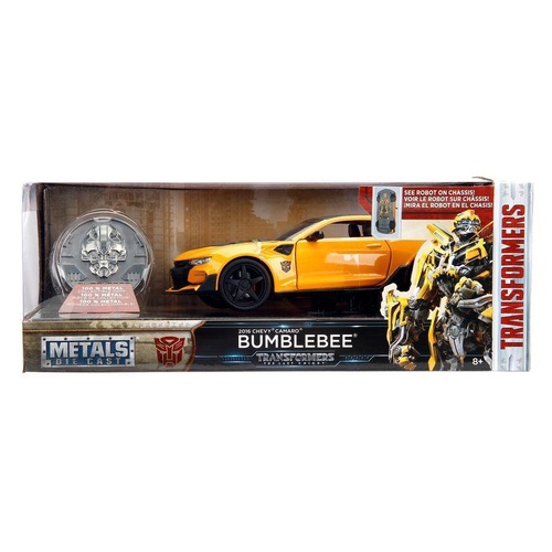 Transformers - Bumblebee 2016 Chevolet Camaro W/ Collectable Coin 1:24 Hollywood Rides Jada