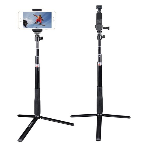 Tripod and selfie stick combo for use with any 1/4" Screw