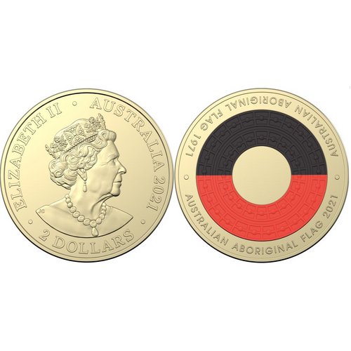 $2 2021 Aboriginal Flag Circulated AUS TWO DOLLAR Coin