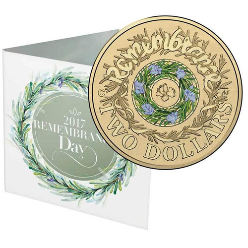 $2 2017 Remembrance Day Rosemary NEW "c" Mintmark in Folder Uncirculated Aus Coin