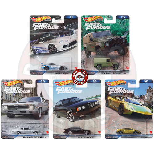 Hot Wheels Fast & Furious Premium Series 2023 D Mix 4 - Set of 5 from the box with skyline