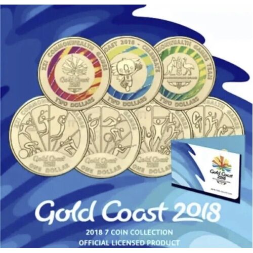 Uncirculated 2018 Gold Coast Commonwealth Games Folder & 7 Coin Collection