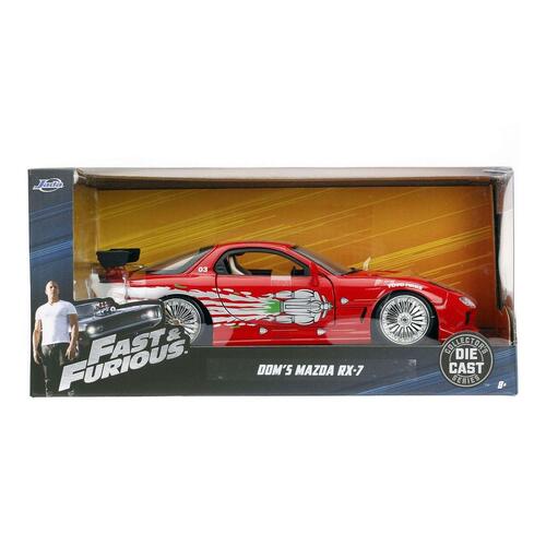 FAST & FURIOUS 1:24 DIECAST VEHICLE: DOM'S MAZDA RX-7, RED