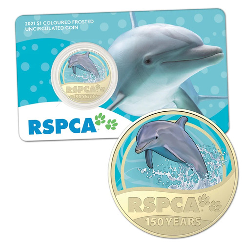 $1 2021 RSPCA 150th Anniversary UNC - Dolphin collectable coin