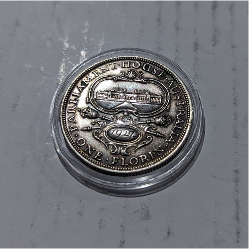 1927 Parliament House Florin Australian Silver Coin Lightly Circulated