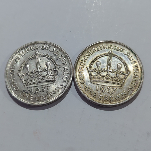 1937 Silver 1 One Crown Australian 92.5% Silver Coin Circulated