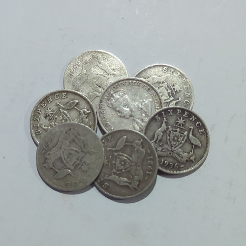 7x 1910 - 44 Six 6 Pence 92.5% Silver Australian Silver Coins Circulated
