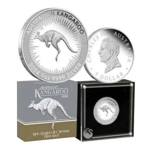 2024 $1 Kangaroo King Charles III First Issue 1oz Silver Proof Coin