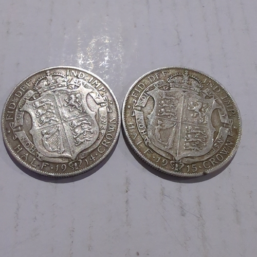 1914 and 1915 British Half Crown 92.5% Silver Circulated Coin set of 2