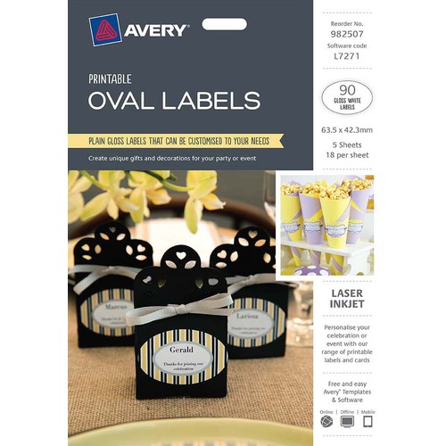 Avery Oval Labels - 90 Gloss White 982507 l7271