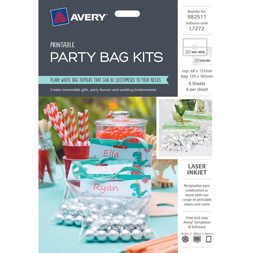 avery Party Bag Kit Avery Printable Top w/Bag L7272 (20 Pack) 982511