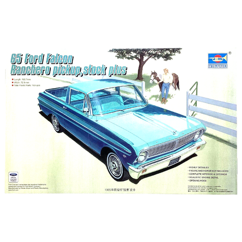 Trumpeter ‘65 Ford Falcon Ranchero Pickup Stock Plus #02511 1:25 Scale Open Box