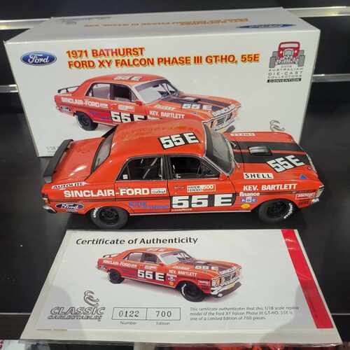 1:18 SIGNED Classic Carlectables Ford XY GTHO Falcon #55E Kevin Bartlett 1971 Bathurst