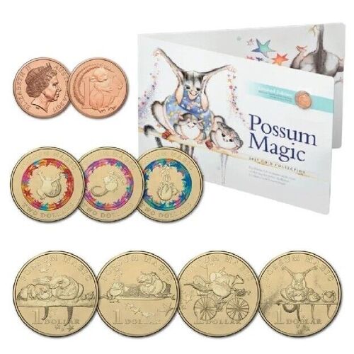 2017 Possum Magic 8 Coin Set $2 $1 1c LIMITED Collection Royal Australian Mint