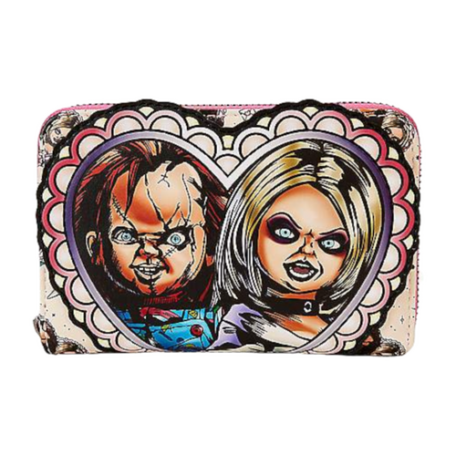 Child's Play - Chucky & Tiffany Heart 4" Faux Leather Zip-Around Wallet