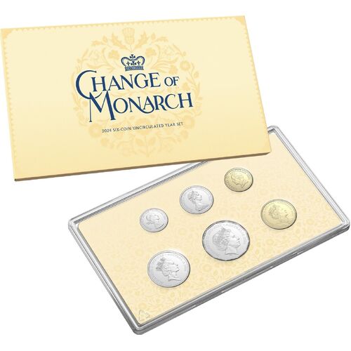 2024 Change of Monarch Six Coin UNC Set RAM QEII and KCIII including $2 collection