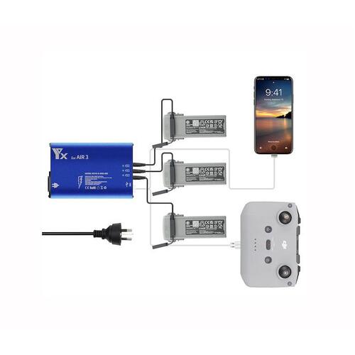 5 in 1 rapid Aluminum Alloy Charger for DJI Air 3 #AR3-BC01 3 batteries at once