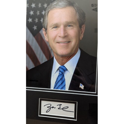 George W Bush Signed Autograph with Photograph Framed Genuine