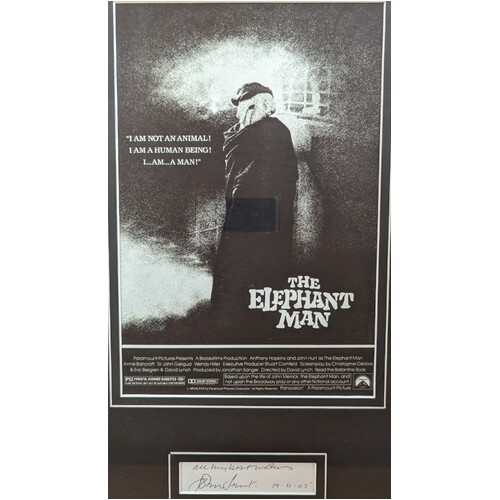 The Elephant Man 1980 Movie Poster with John Hurt Actor Signed Autograph